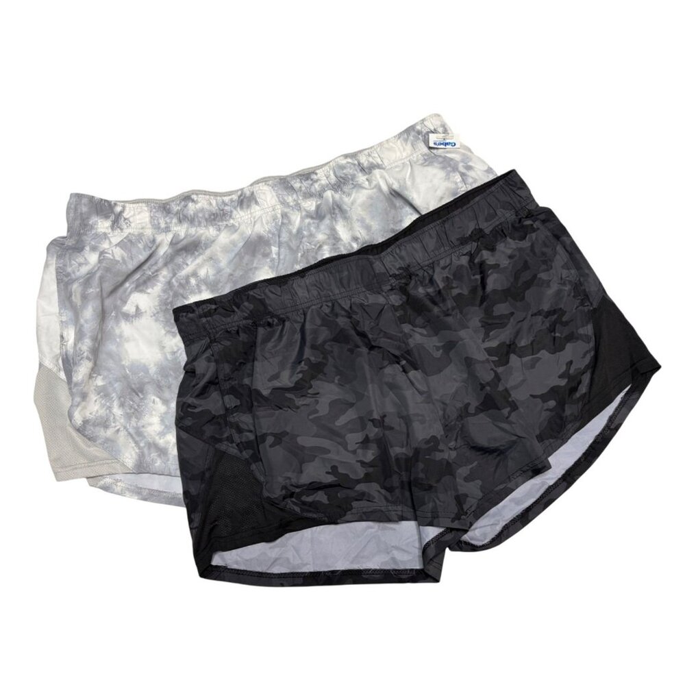 Nylon Running Shorts Two Pack Size XXL 22 Gray Black Camo Lightweight Athletic